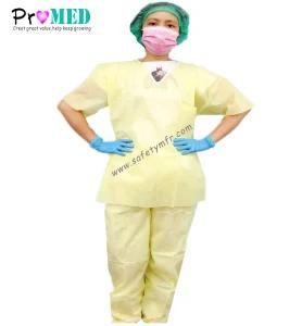 Skin-free soft nonwoven PP SMS medical Disposable Scrub suit with drawstring