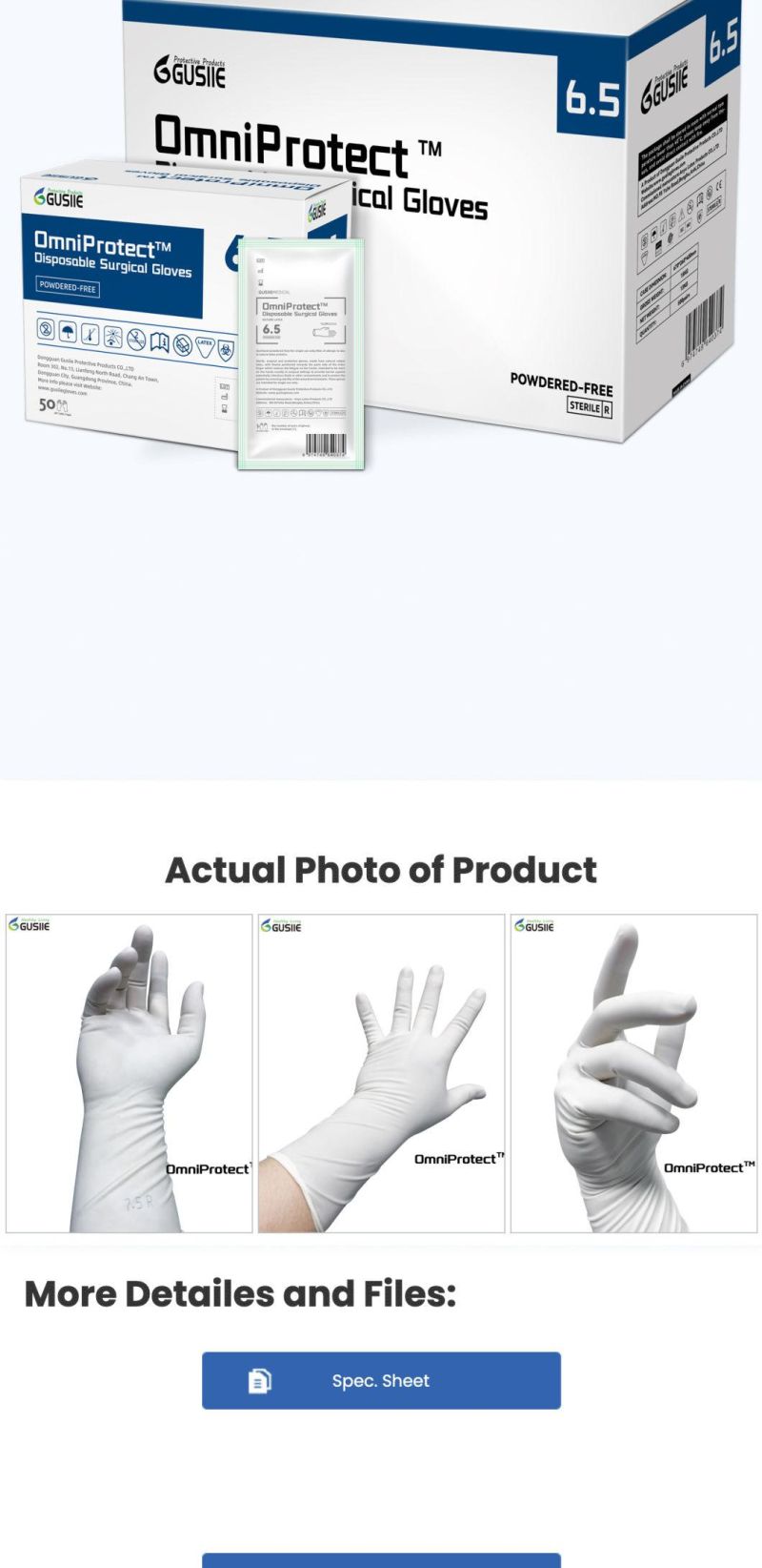 Sterilized Latex Surgical Gloves for Medical Examination Glove