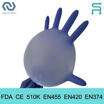 Multi-Domain Use Powder Free 510K En455 Disposable Nitrile Examination Gloves