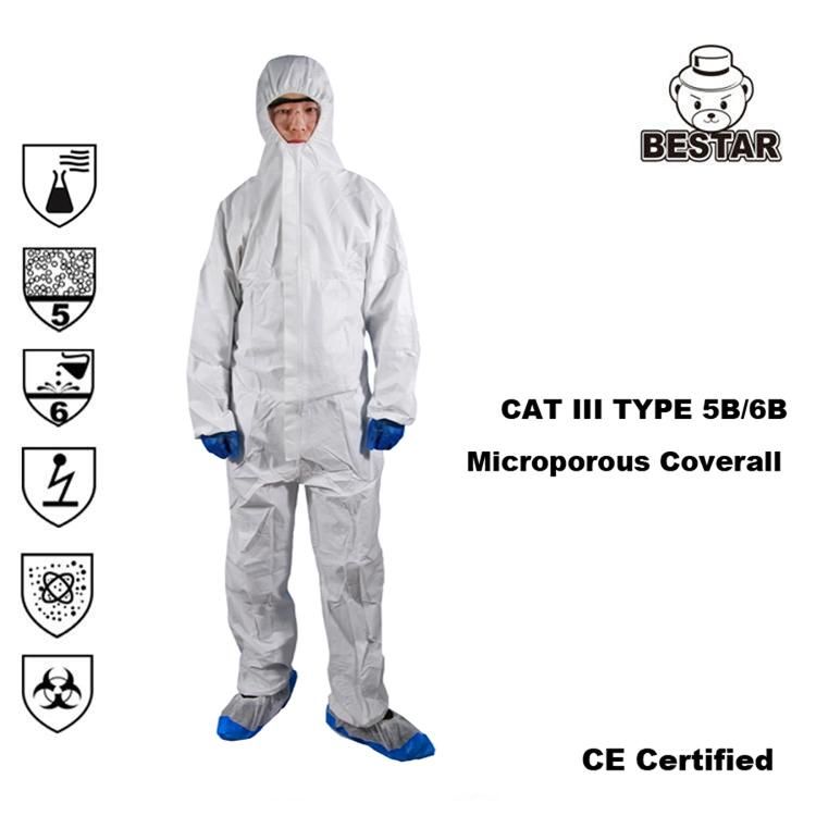 CE Certified High Quality Good Price Cat III Type 5b/6b Laminated Sf Safety Coverall Protective Suit