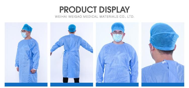 High Quality Material Blue Sterile Non-Woven Reinforced Disposable Surgical Gown