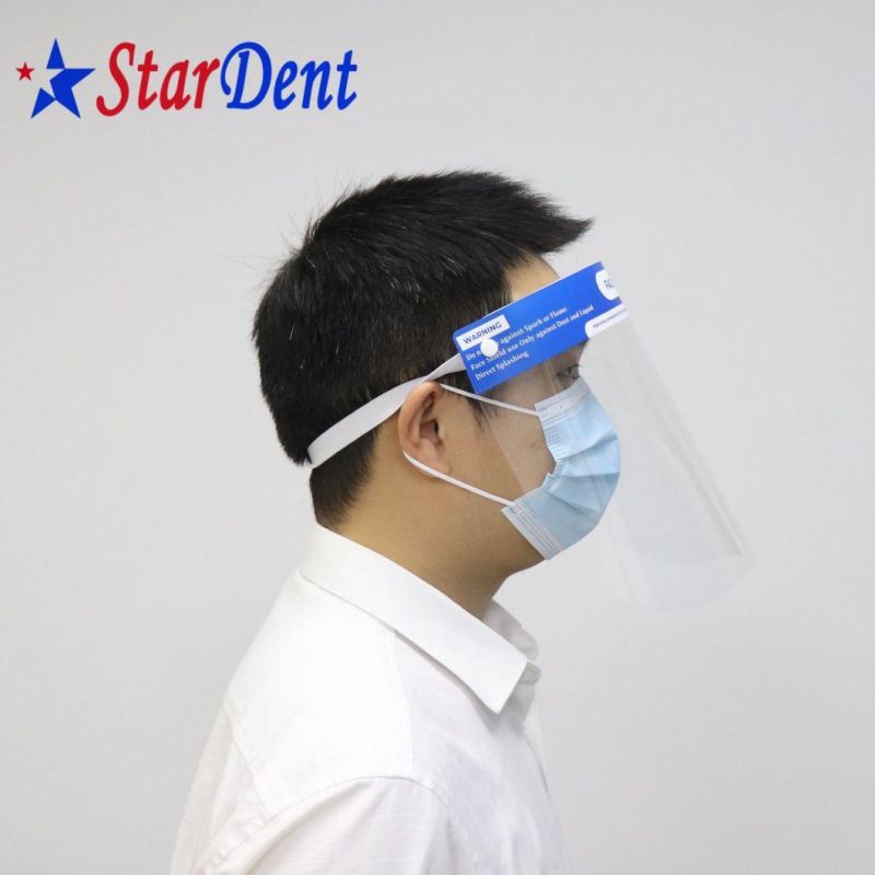 Medical Dental Safety Double Sided Anti Fog Protective Transparent Disposable Plastic Pet Face Shield with Sponge