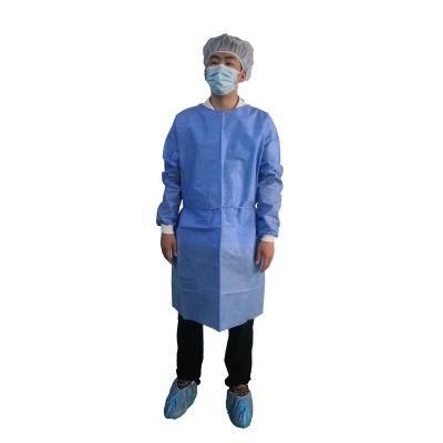 Guardwear OEM Hot Sale SMS Non Woven Blue Lab Coat Surgical Gown Medical Isolation Grown with Factory Prices