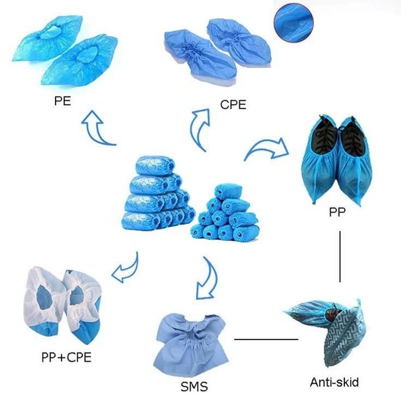 Disposable PE, CPE Plastic Shoes Cover Medical Non Slip Shoe Covers