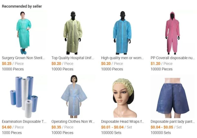 Worker Uniform Disposable Nonwoven PP/PP+PE/SMS Isolation Gown