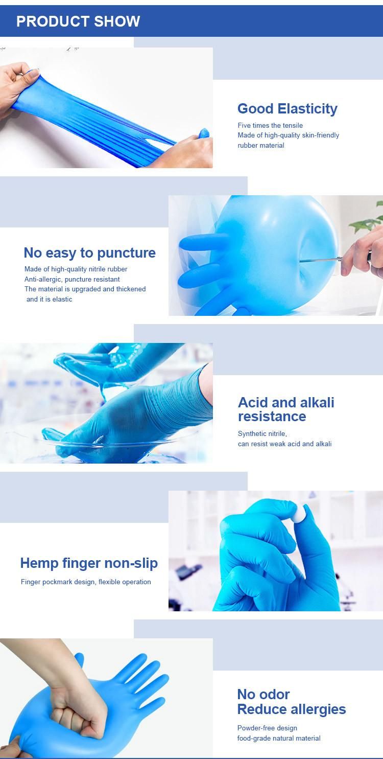 Disposable Blue Nitrile Gloves Powder Free Industrial Blue Nitrile Gloves