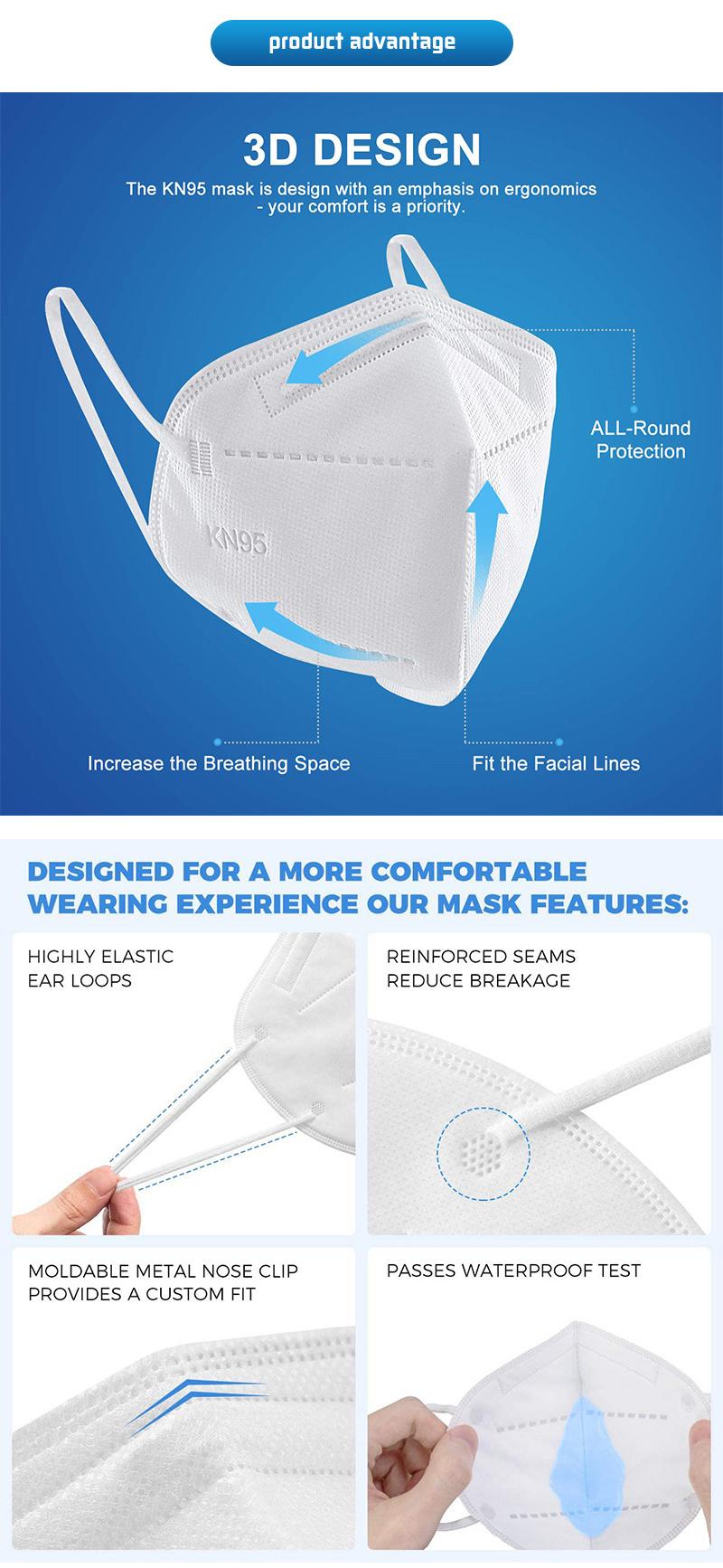 Warehouse in Europe FFP2 Respirator CE Folded Shape Earloop FFP2 KN95 Skin Care Mask