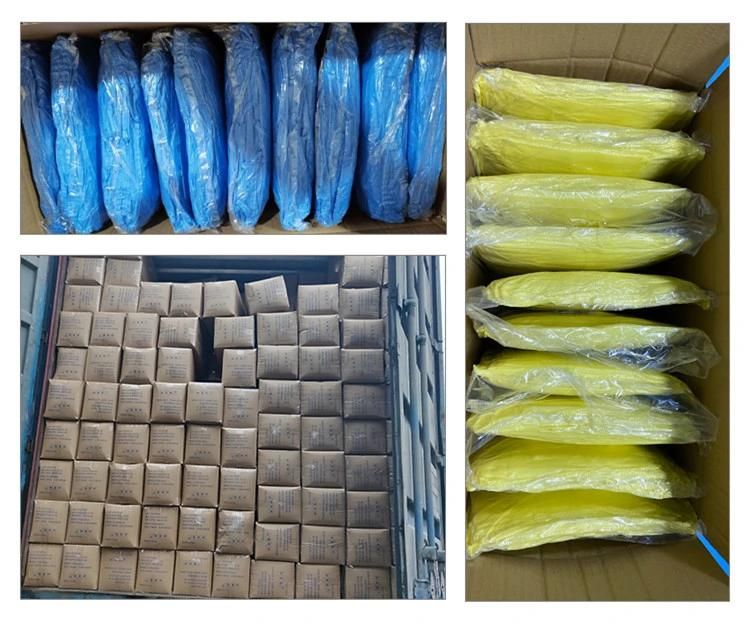 Stock Blue Yellow PP Non Woven PP+PE Knitted Cuff PPE Disposable Safety Isolation Gown