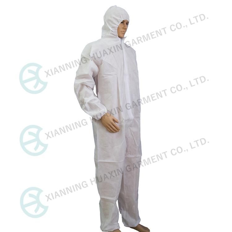 Type 5/6 White SMS Dust Proof Safety Workwear Anti Pneumonia Overalls Breathable Protective Clothing