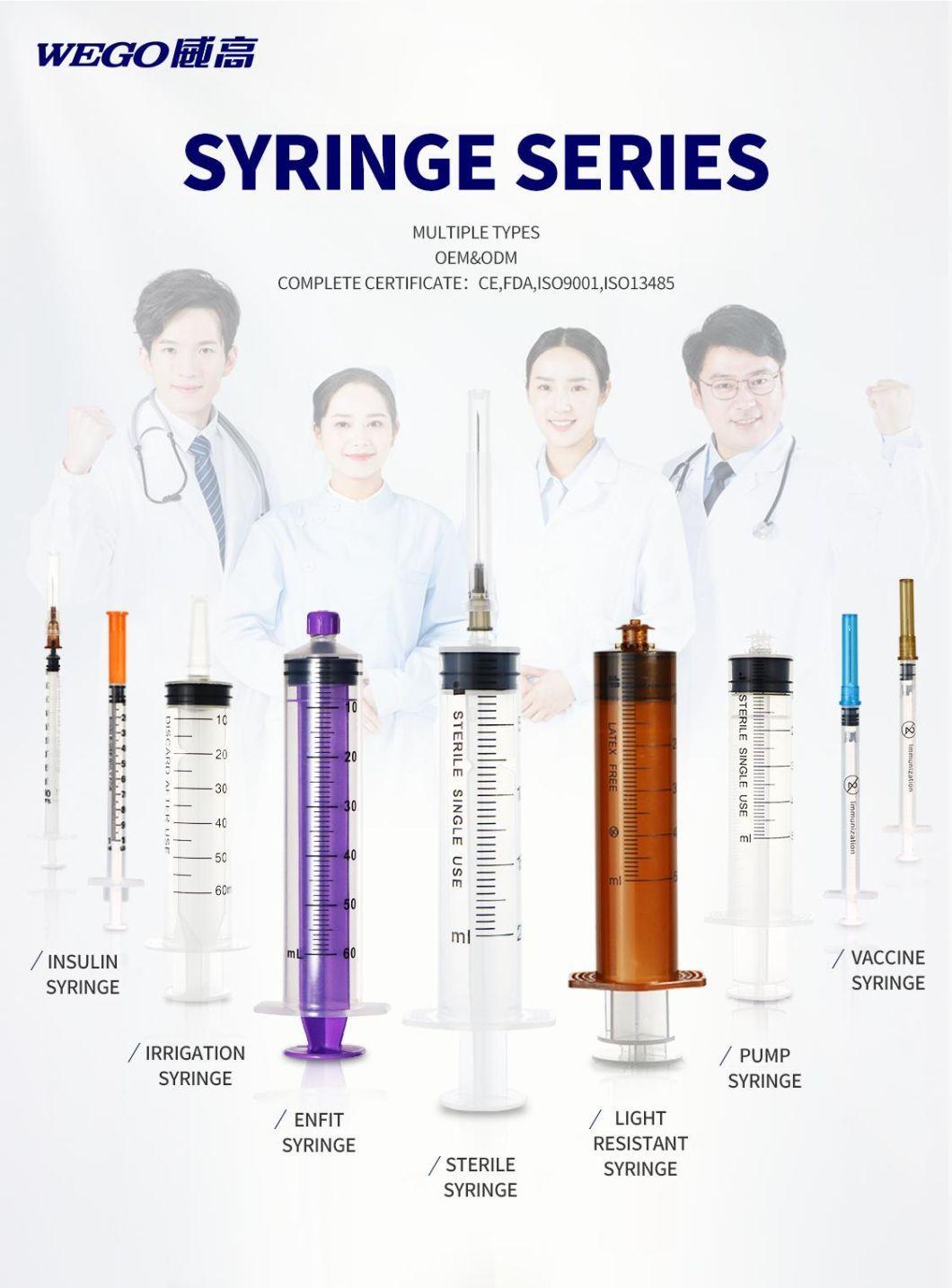 Wego Sterile Hypodermic Syringes Factory Medic Disposable Syringe 100ml CE Approved