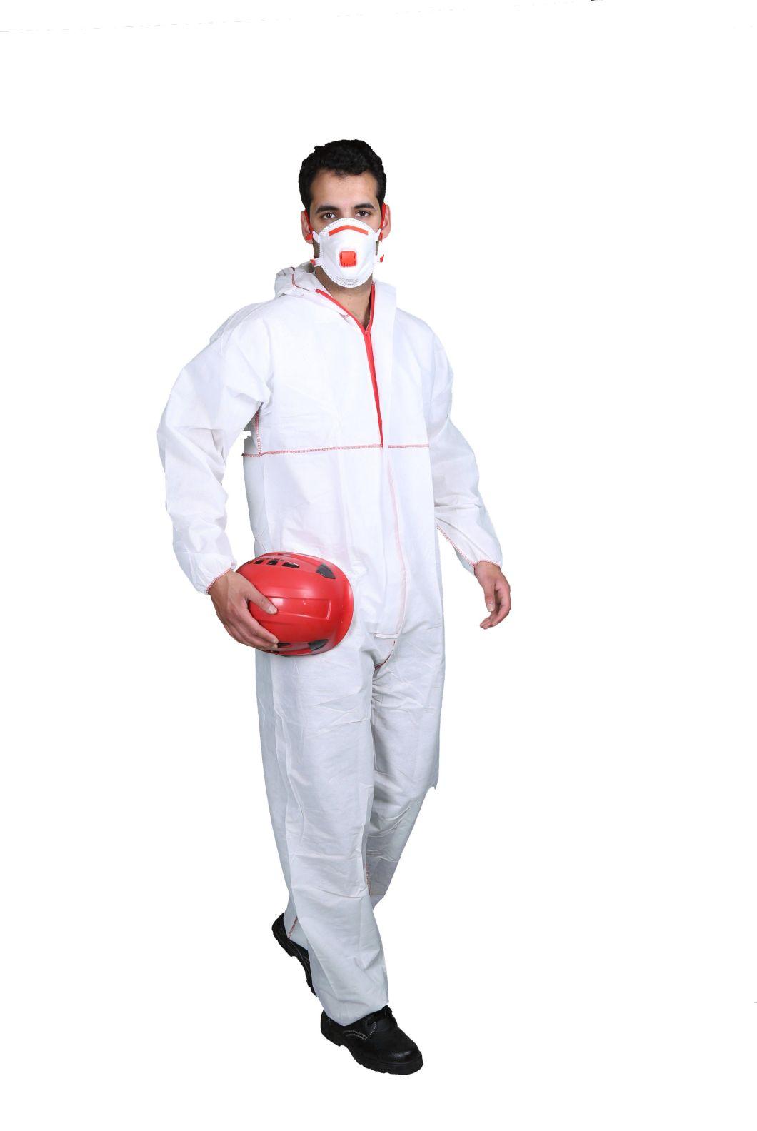 Type 5 6 Nonwoven SMS Flame Retardant Disposable Coveralls Stitched Seams