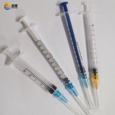 Popular Medical Disposable 1ml 2ml Injection Plastic Syringe with Needle