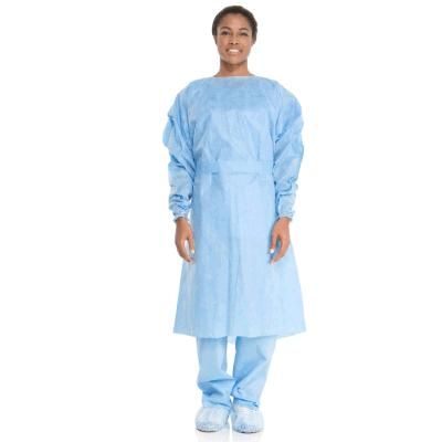 Breathable Blue Light PP Disposable Non Woven Isolation Gown AAMI Level 2