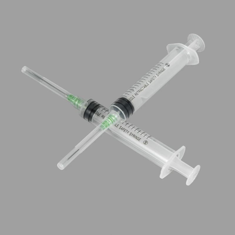 Luer Lock/Fix/Luer Slip Needle Retractable Hypodermic Safety Syringe