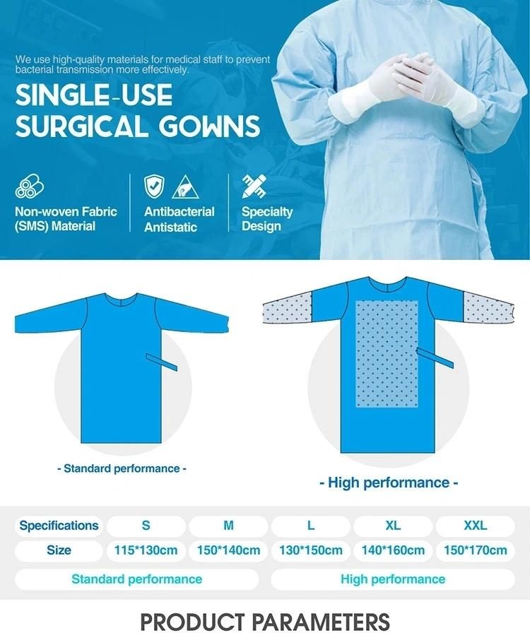 Hospital Disposable Gowns Non Woven Fabric for Disposable Surgical Gown