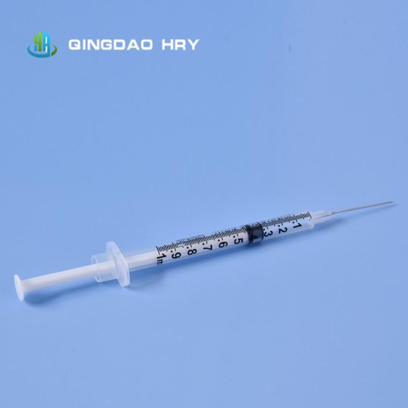 Medical Disposable 1ml Injection Syringe with Needle Low Dead Space FDA CE ISO 510K