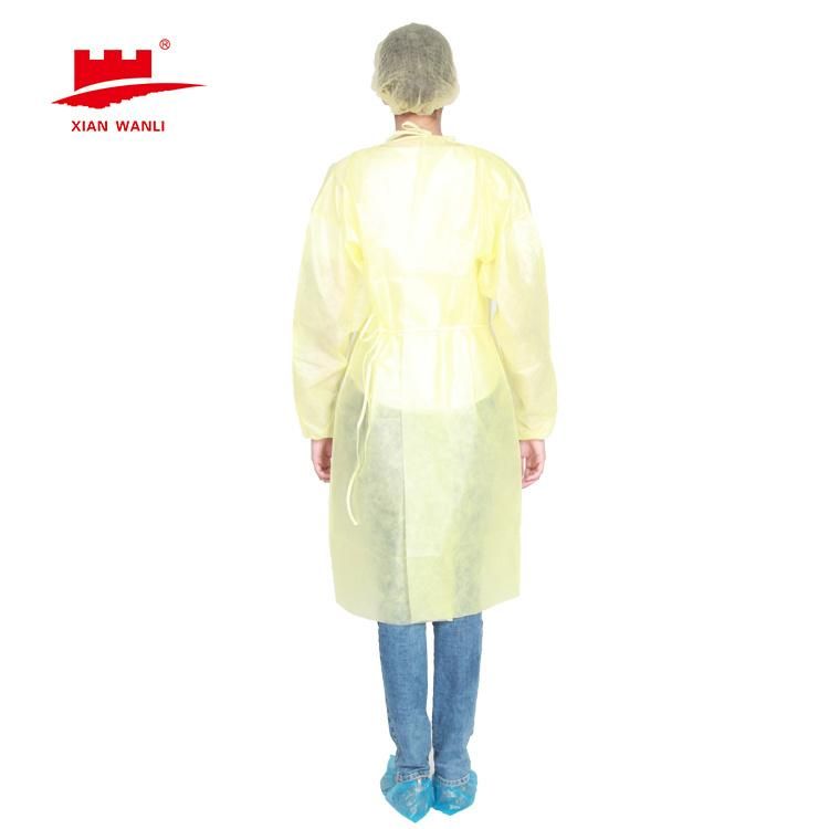 Dispensing Fluid Resistant Hygienic Nonwoven Fabrics Surgery Gown PP Lab Coat with Elastic Wrists