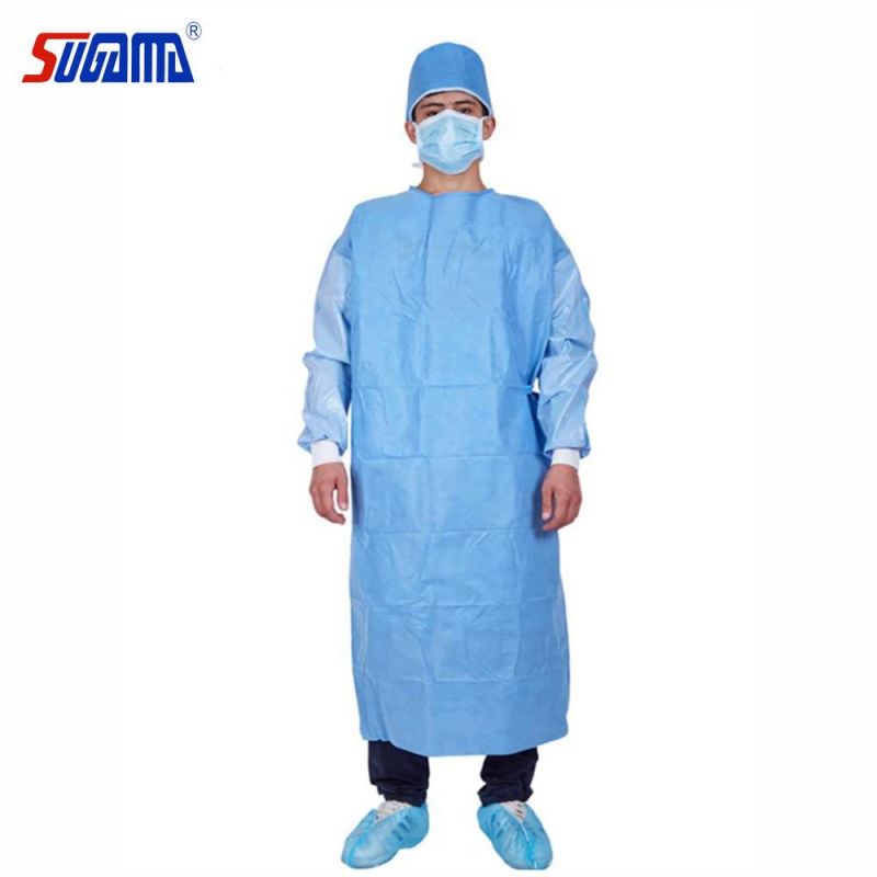 Sterile Disposable Isolation Gown Surgical Gown with Rib Cuff AAMI Level 3