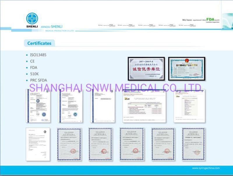 High Quality 3-Parts Plastic Sterile Medical Disposable Syringe with CE ISO Approved