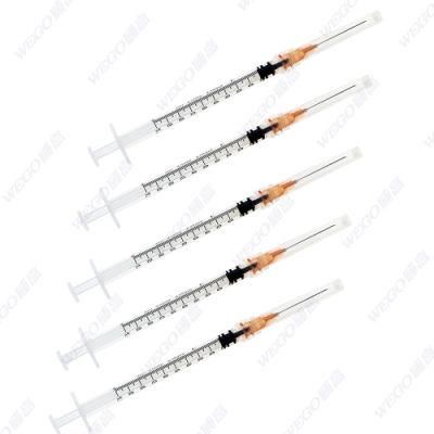 Medical Consumables 1 Cc Disposable Vaccine Syringe with 25g Needle