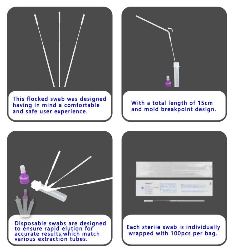 Factory Delivery Nylon Flocked Anterior Nasal Swab with CE0197 FDA