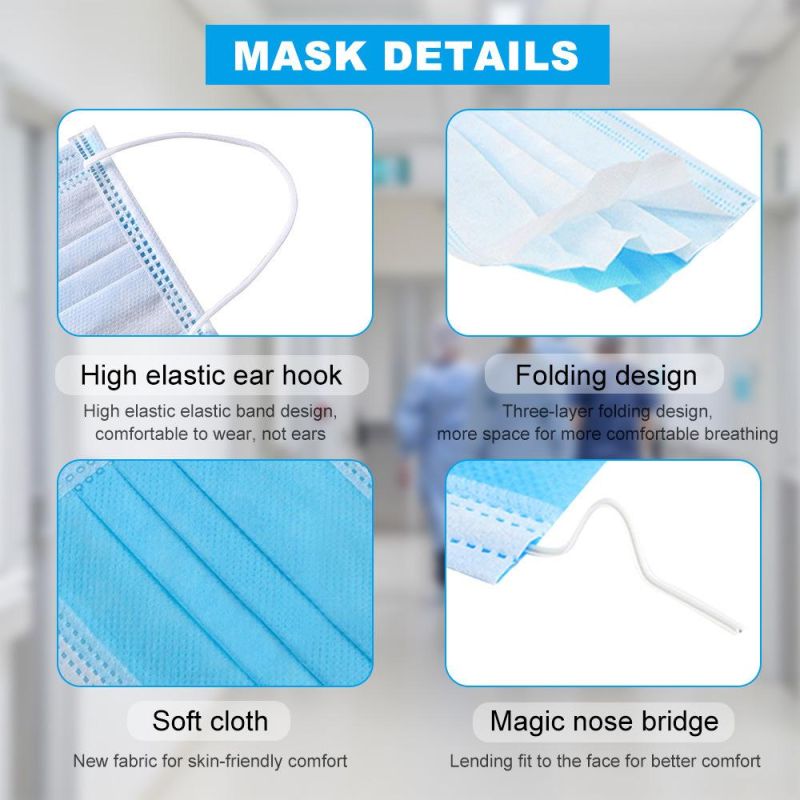 Earloop 3 Ply Disposable Medical Face Mask 