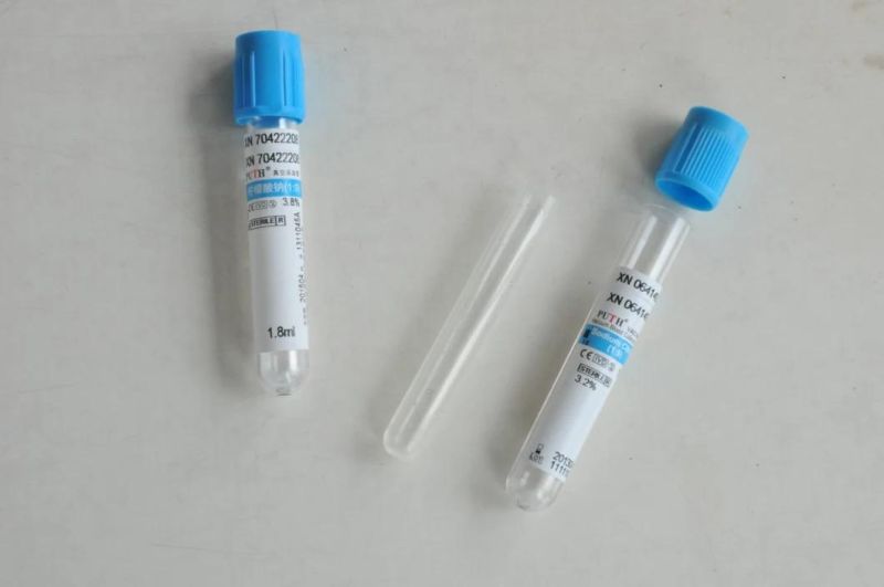 Blood Collection Tube, Sodium Citrate Tube, 9nc (3.8%) , Blue Cap with CE, ISO 13458-. 3.6ml