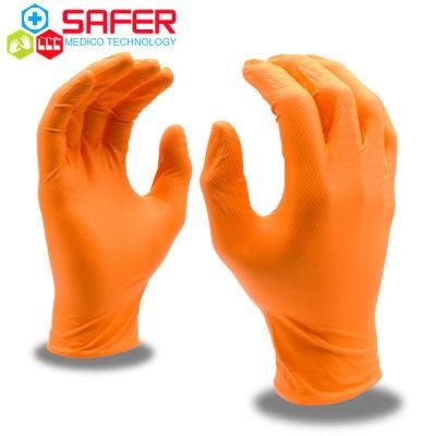 Disposable Industrial Powder-Free Orange Nitrile Gloves 6.5gr