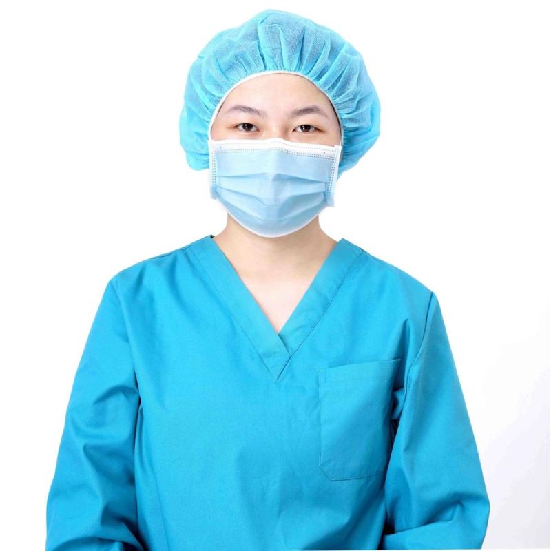 Eco Friendly Degradable Single Use 18′ 19′ 21′ Bouffant Clip Cap Nurse Cap with Single Elastic or Double Elastic