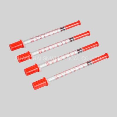 China Medical Sterile Disposable Insulin Medical Syringe with Fixed Needle Luer Slip Tip