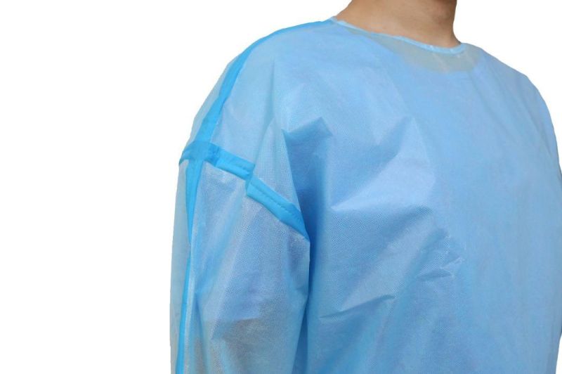 Low Price Non Sterile PP Isolation Gowns Disposable Isolation Coveralls with Blue Tape Sealing