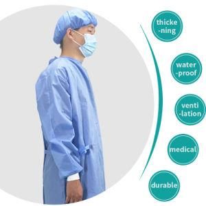 Isolation Gown SMS or PP+PE Surgical Coveral Wholesale OEM Surgical Gown Hospital Gowns with Snaps