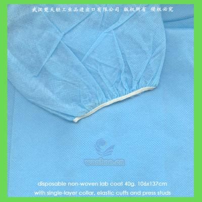 Disposable Medical Lab Coat with Open Cuffs or Elastic Wrists