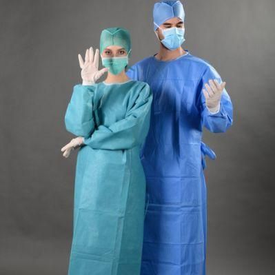 Knitted Cuffs Operating Gown, Surgical Gown for Hospital