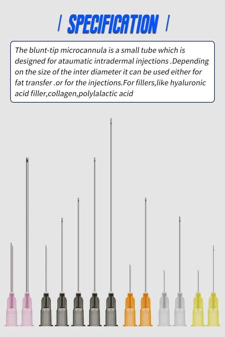 for Injectable Hyaluronic Acid to Buy Disposable Blunt Micro Cannula Syringe Needle