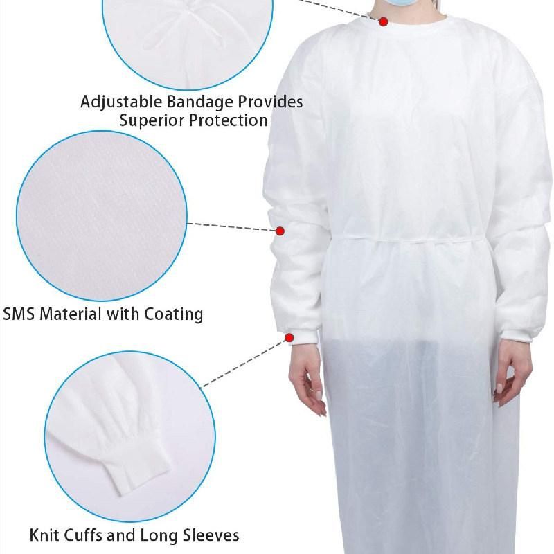 Disposable PP Nonwoven Isolation Gown Medical Use ISO Ce Certified