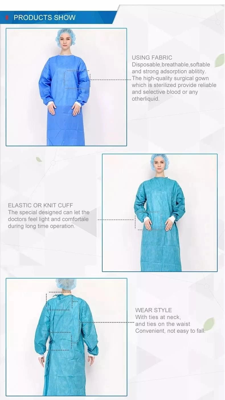 Factory Supply Customized En13795 Nonwoven Isolation Surgical Gown Clothes Level 1 Level 2 Level 3