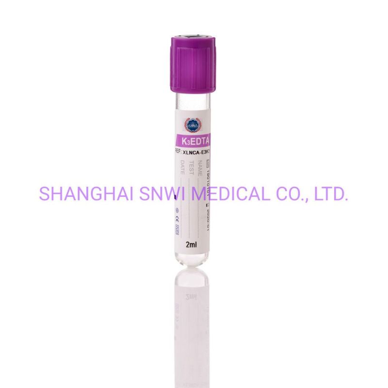 Disposable Medical Supplies Purple Cap Vacuum Pet or Glass EDTA K2 K3 Blood Collection Tube with CE ISO Certificate