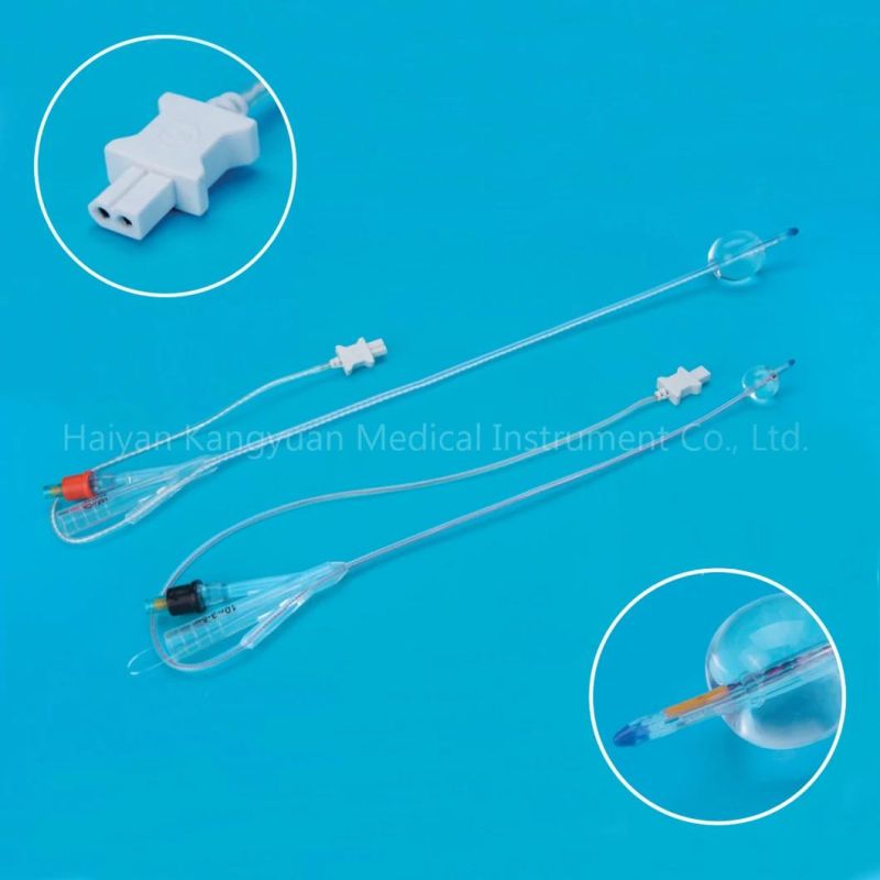 with Temperature Sensor Probe Round Tipped All Silicone Foley Catheter for Temperature Management