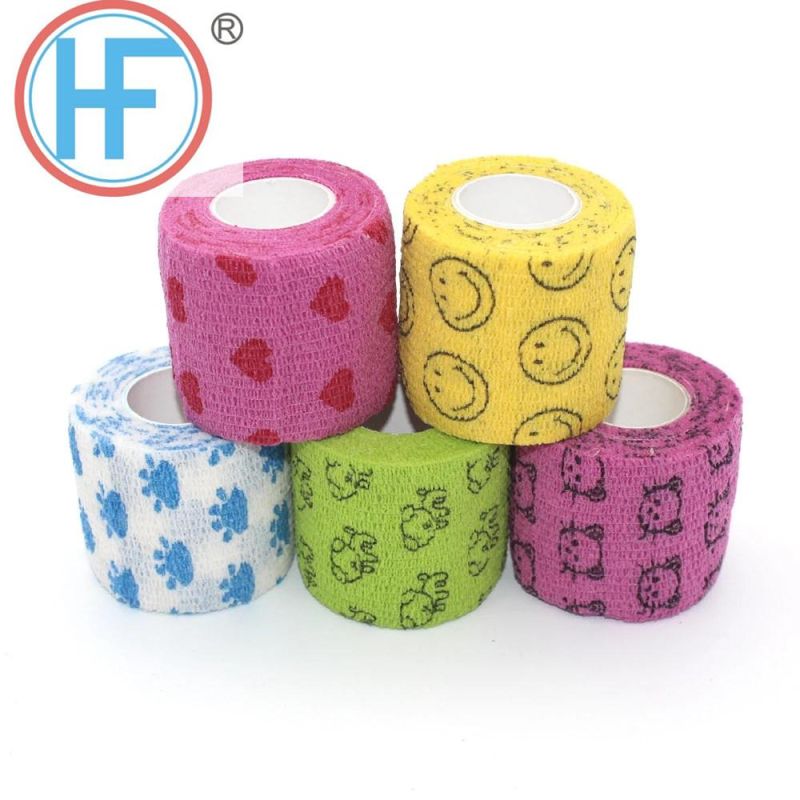 Bulk Wholesale Custom Logo Printing Medical Supplies Non Woven Easy Tear Self Adhesive Vet Wrap Cohesive Elastic Bandage