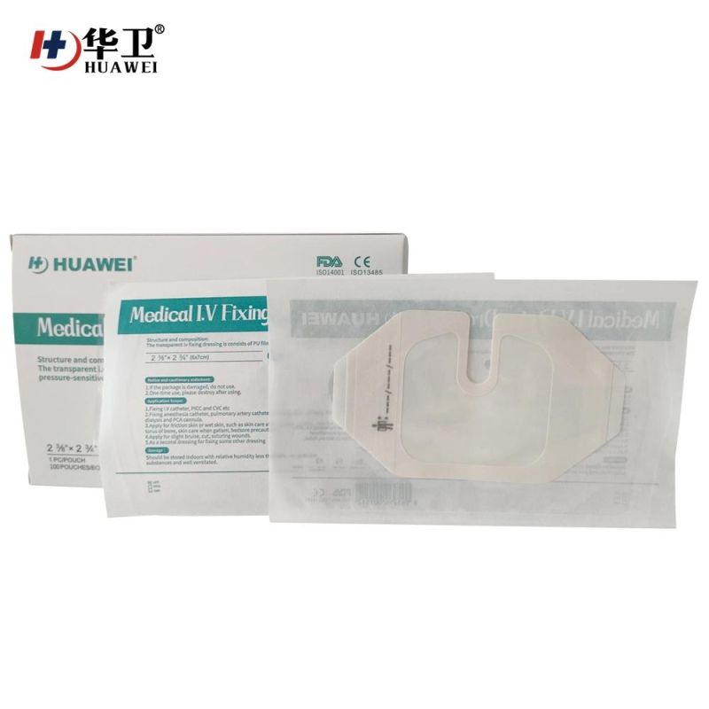 Chinese Manufacture Original Made Transparent Film IV Cannula Fixing Dressing with U Port 6*7cm 100PCS/Box Wholesale