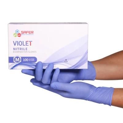 Disposible Powder Free Nitrile Gloves Purple Violet Blue Color Size From S to XL