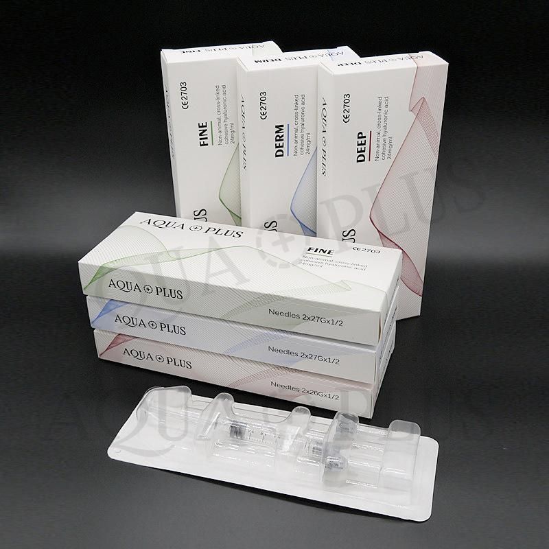 Aqua Plus High Quality Cross Linked Injectable Facial Hyaluronic Acid Dermal Filler for Face Care 1ml 2ml 10ml