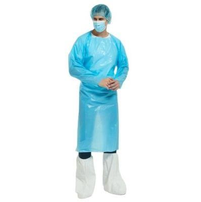 Manufacturer Hospital Disposable Waterproof CPE Coat Gown with Thumb Hole