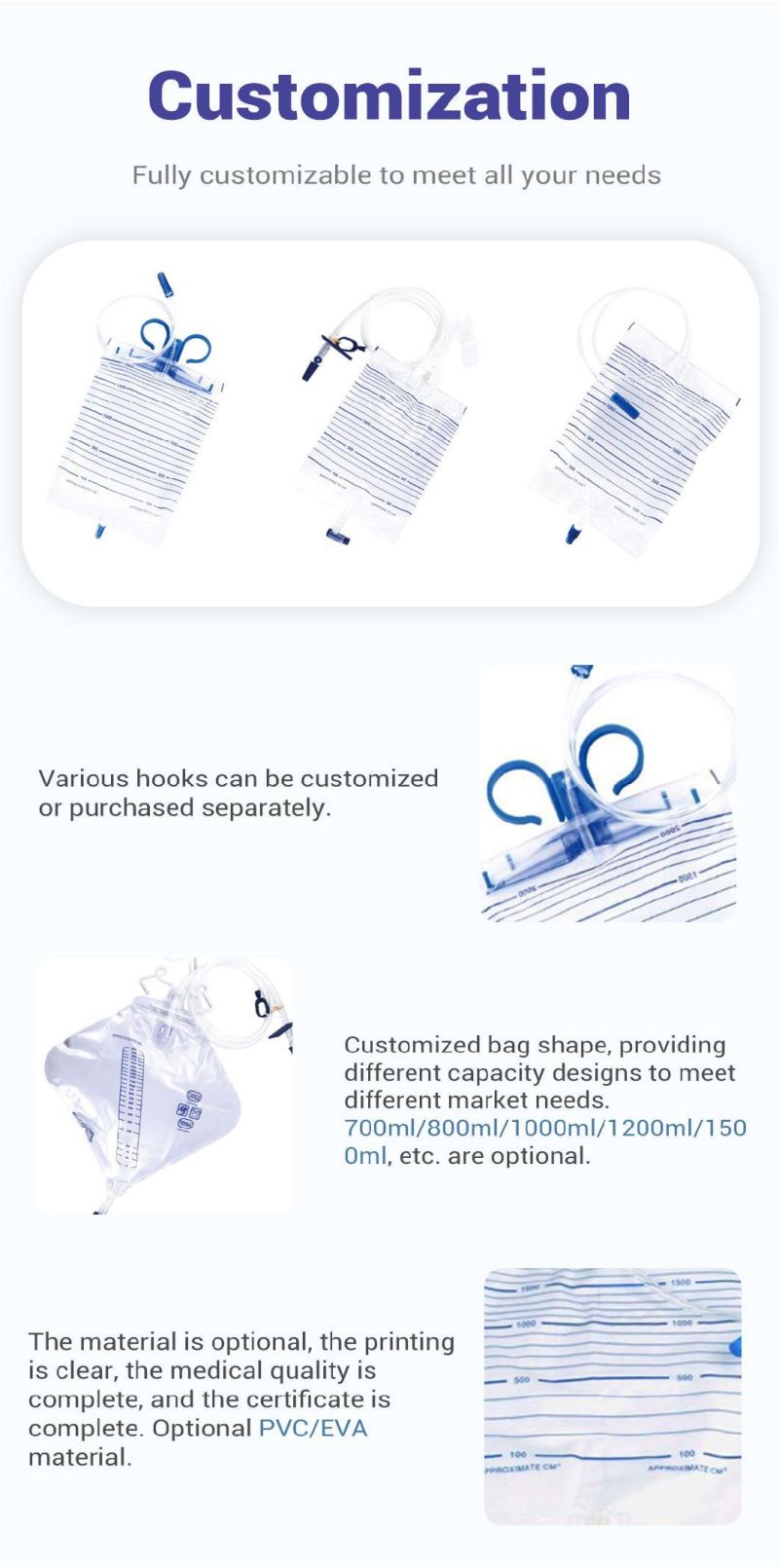 Alps Wholesale Female Leg Urometer Collection Urobag EVA Urine Bag