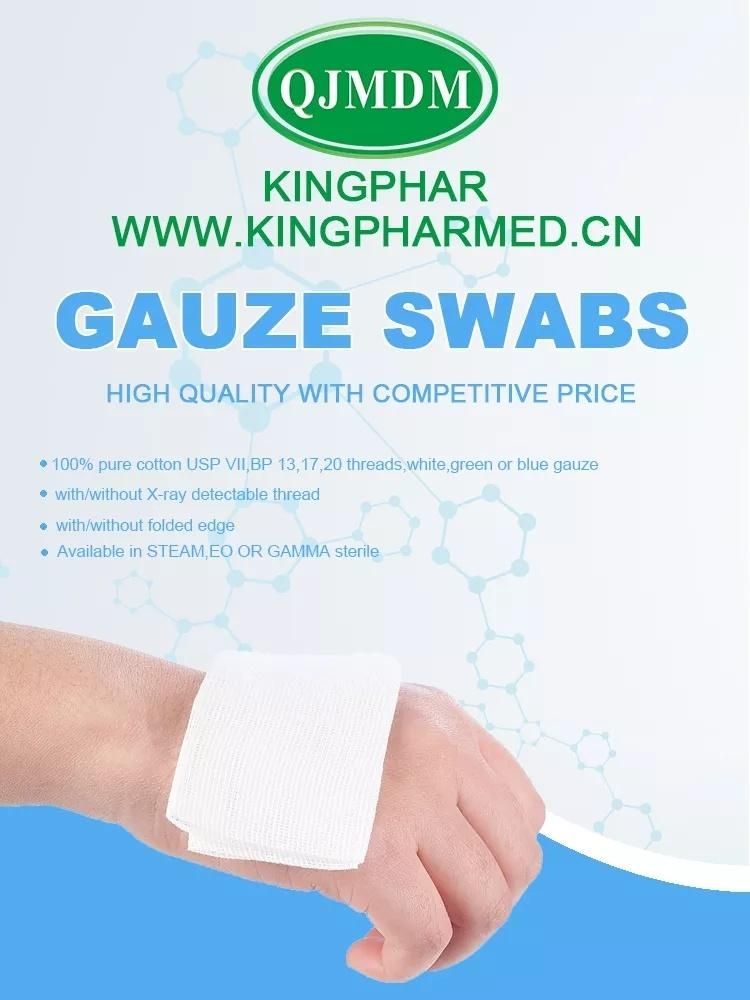 100% Pure Cotton 5X5cm 7.5X7.5cm 10X10cm 10X20cm Disposable Absorbent Gauze Swabs