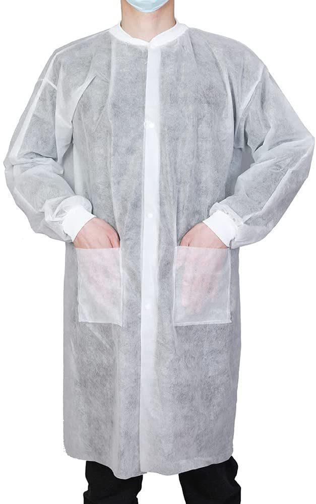 Cheap Surgical Disposable Spp Labcoat with 4 Press-Buttons