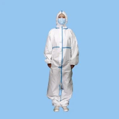 Blue White, Disposable, Customized, Size 180mm, Medical, Safety, Hospital, Protective Big Size Coverall