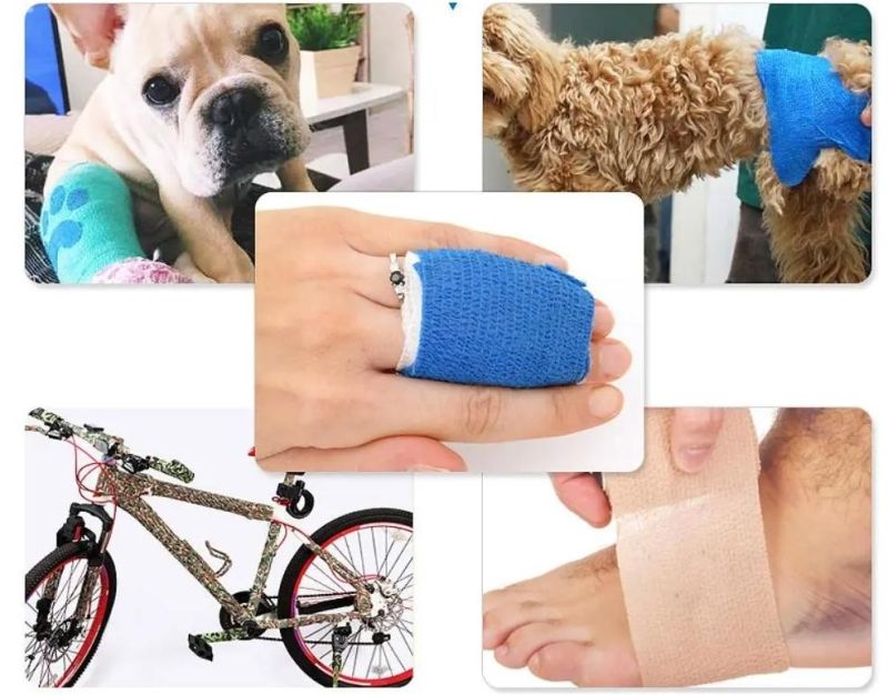 Disposable Medical Non Woven Easy Tear Self Vet Wrap Elastic Cohesive Bandage 7.5cm X 4.5m