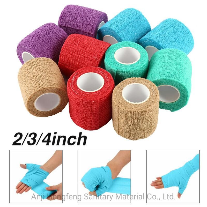 Bulk Wholesale Custom Logo Printing Medical Supplies Non Woven Easy Tear Self Adhesive Vet Wrap Cohesive Elastic Bandage